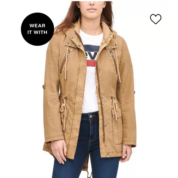 COPY - NWT Levi's Women's Cotton Hooded Anorak Dull Gold Jacket - Size 2X - Picture 3 of 13